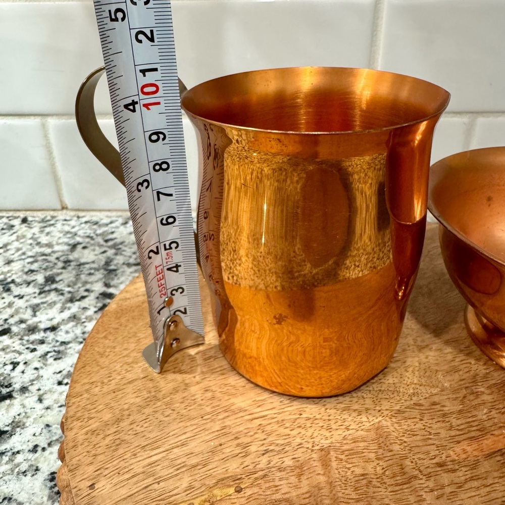 Vintage‎ Copper & Brass Creamer and Bowl Set - Picture 5 of 5
